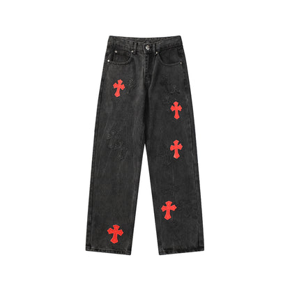 Chrome Hearts Distressed Denim Jeans | Stretch Tapered Fit