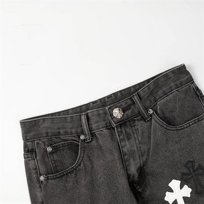 Chrome Hearts Distressed Denim Jeans | Stretch Tapered Fit
