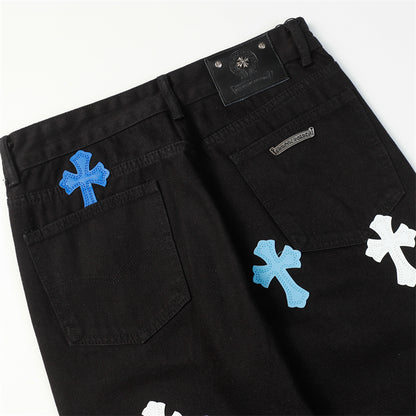 Chrome Hearts Distressed Denim Jeans | Stretch Tapered Fit