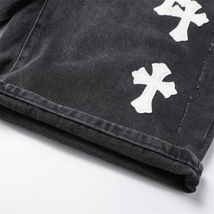 Chrome Hearts Distressed Denim Jeans | Stretch Tapered Fit