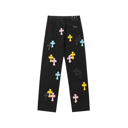 Chrome Hearts Distressed Denim Jeans | Stretch Tapered Fit