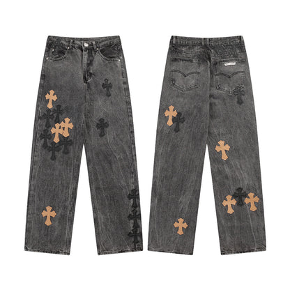 Chrome Hearts Distressed Denim Jeans | Stretch Tapered Fit
