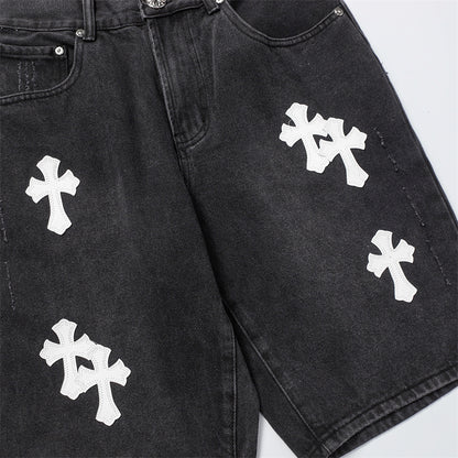 Chrome Hearts Distressed Denim Jeans | Stretch Tapered Fit