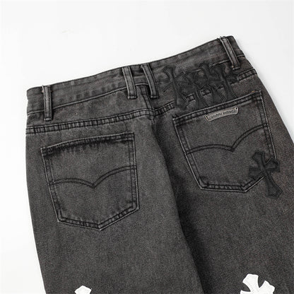 Chrome Hearts Distressed Denim Jeans | Stretch Tapered Fit