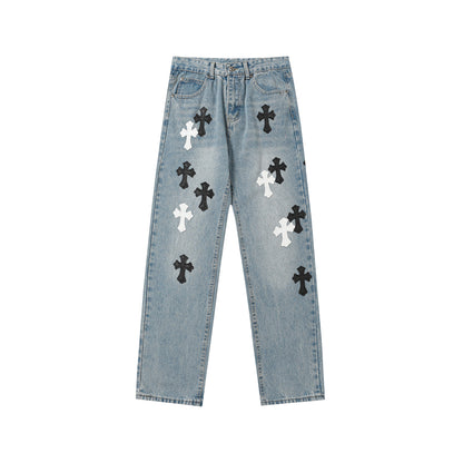 Chrome Hearts Distressed Denim Jeans | Stretch Tapered Fit