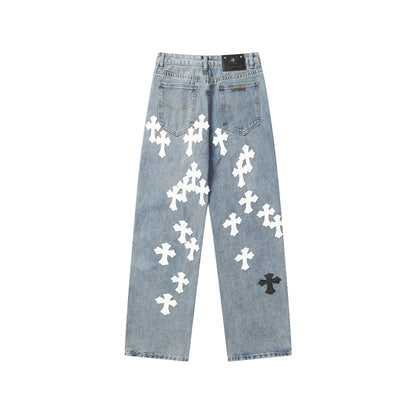 Chrome Hearts Distressed Denim Jeans | Stretch Tapered Fit