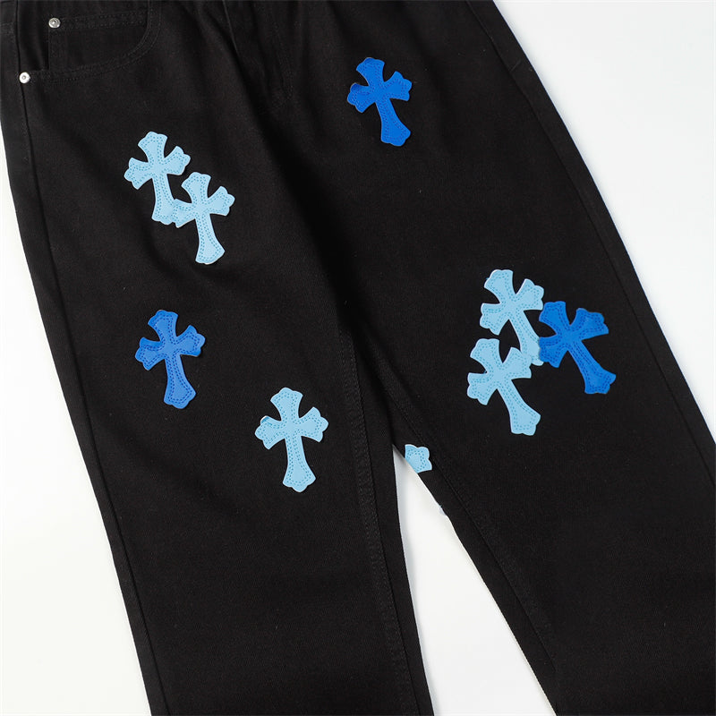 Chrome Hearts Distressed Denim Jeans | Stretch Tapered Fit