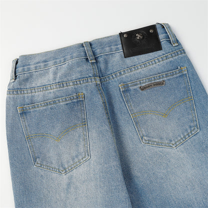 Chrome Hearts Distressed Denim Jeans | Stretch Tapered Fit