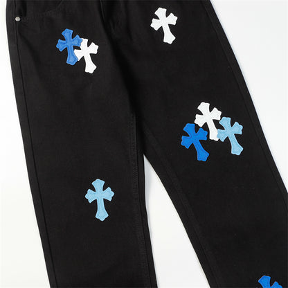 Chrome Hearts Distressed Denim Jeans | Stretch Tapered Fit