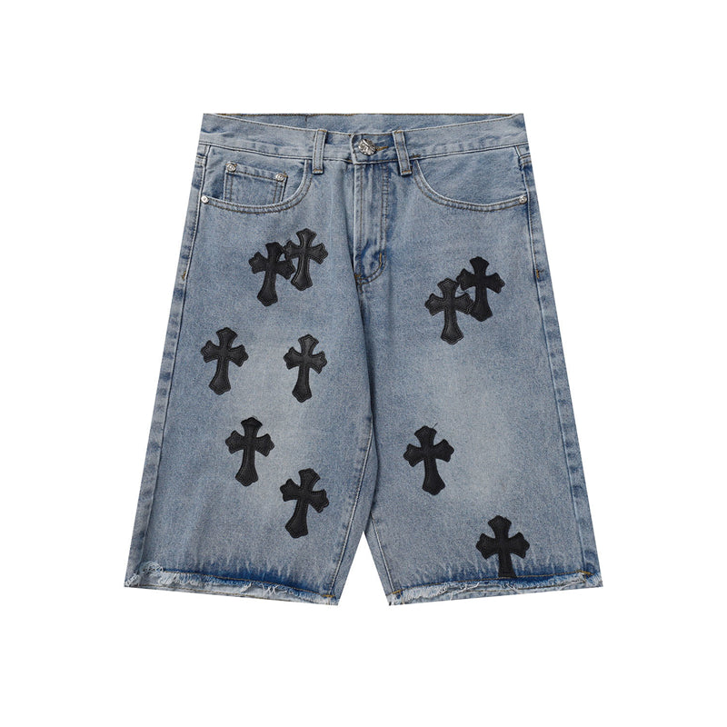 Chrome Hearts Distressed Denim Jeans | Stretch Tapered Fit