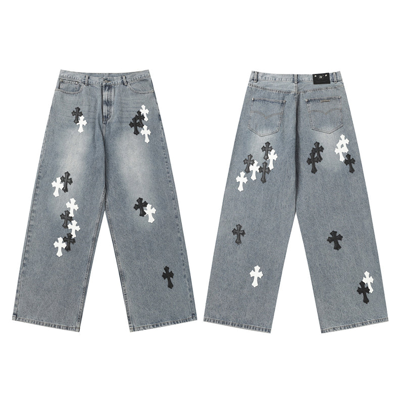 Chrome Hearts Distressed Denim Jeans | Stretch Tapered Fit