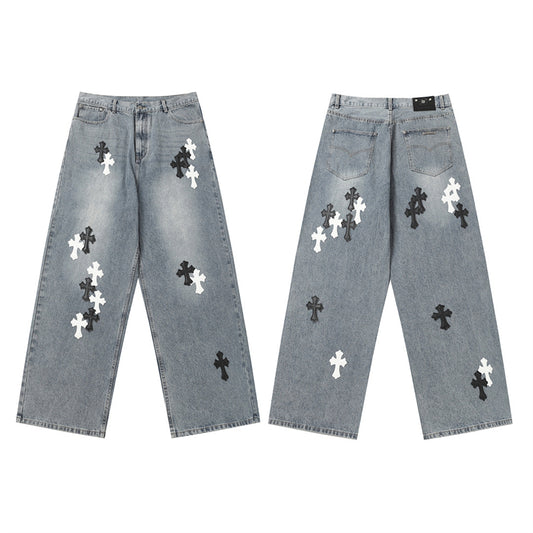 Chrome Hearts Distressed Denim Jeans | Stretch Tapered Fit