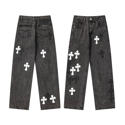 Chrome Hearts Distressed Denim Jeans | Stretch Tapered Fit