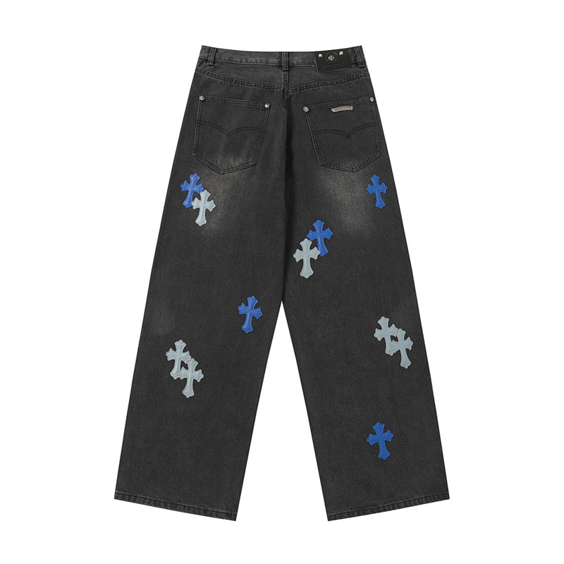 Chrome Hearts Distressed Denim Jeans | Stretch Tapered Fit