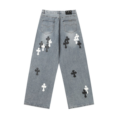 Chrome Hearts Distressed Denim Jeans | Stretch Tapered Fit