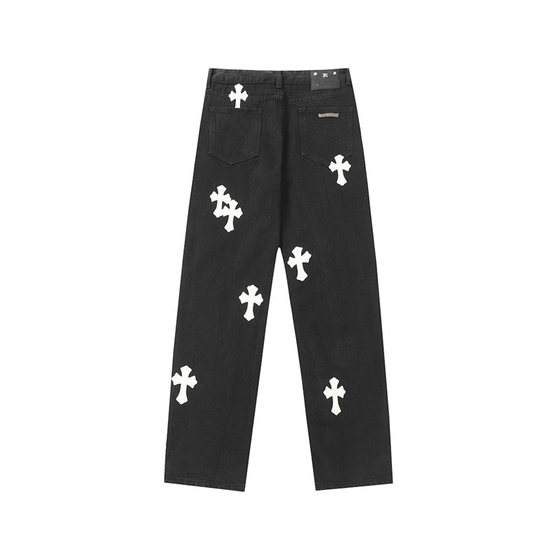 Chrome Hearts Distressed Denim Jeans | Stretch Tapered Fit