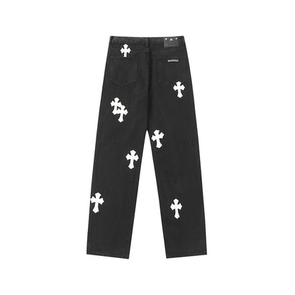 Chrome Hearts Distressed Denim Jeans | Stretch Tapered Fit