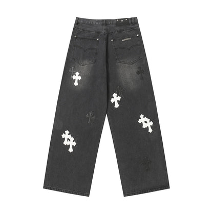 Chrome Hearts Distressed Denim Jeans | Stretch Tapered Fit
