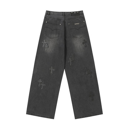 Chrome Hearts Distressed Denim Jeans | Stretch Tapered Fit