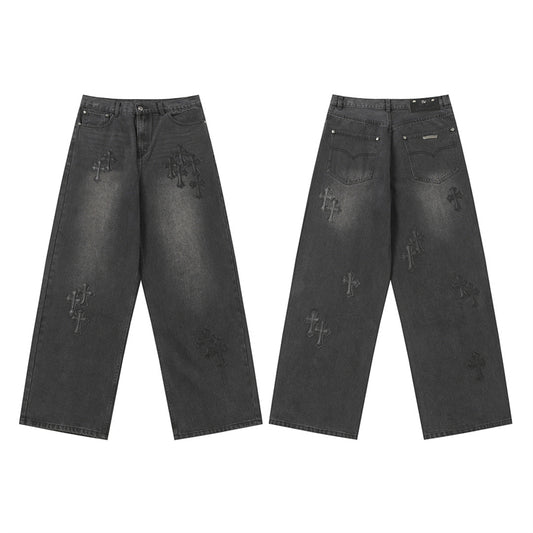 Chrome Hearts Distressed Denim Jeans | Stretch Tapered Fit