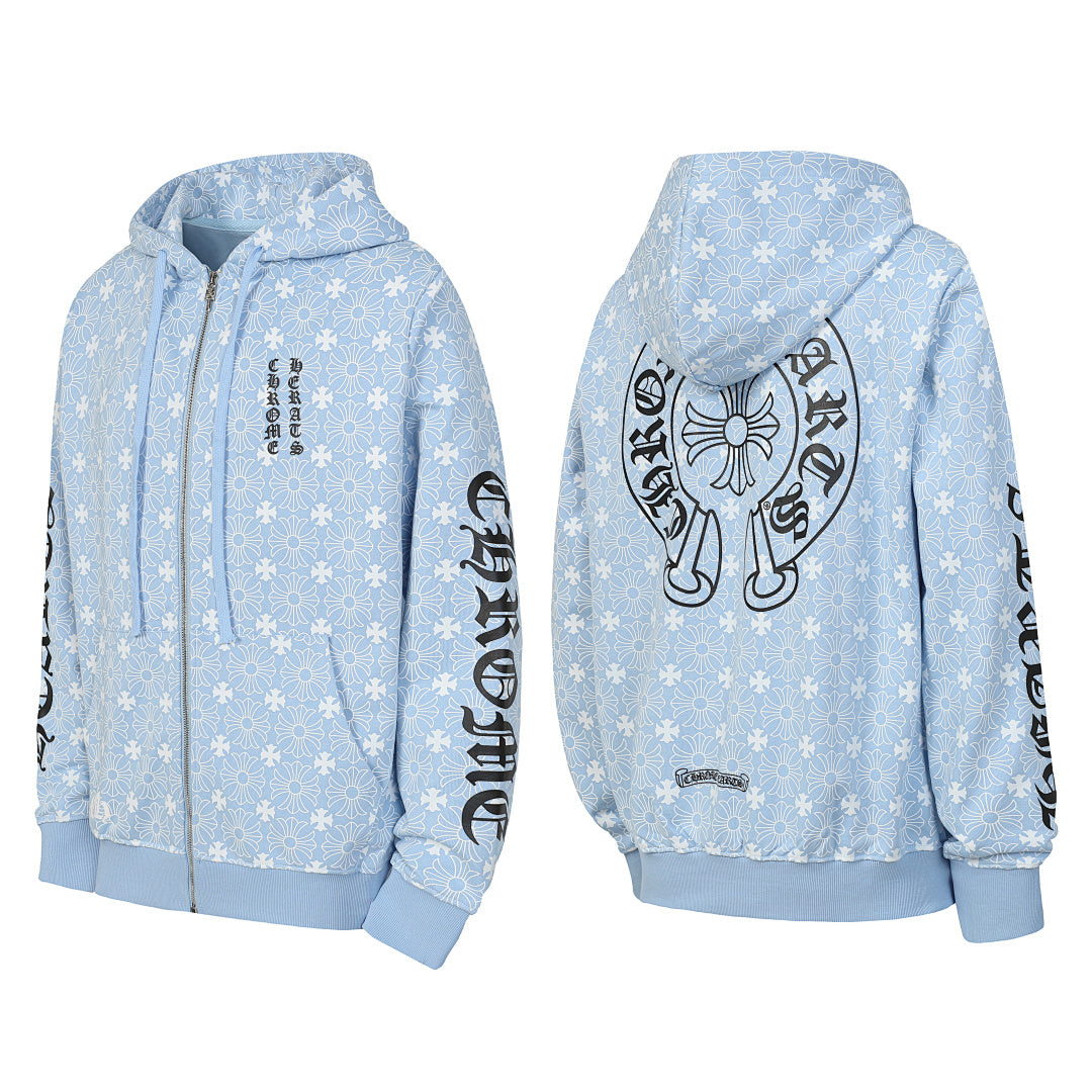 Chrome Hearts Graphic Zip-Up Hoodie