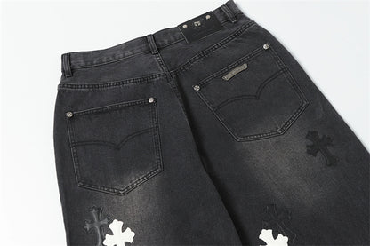 Chrome Hearts Distressed Denim Jeans | Stretch Tapered Fit