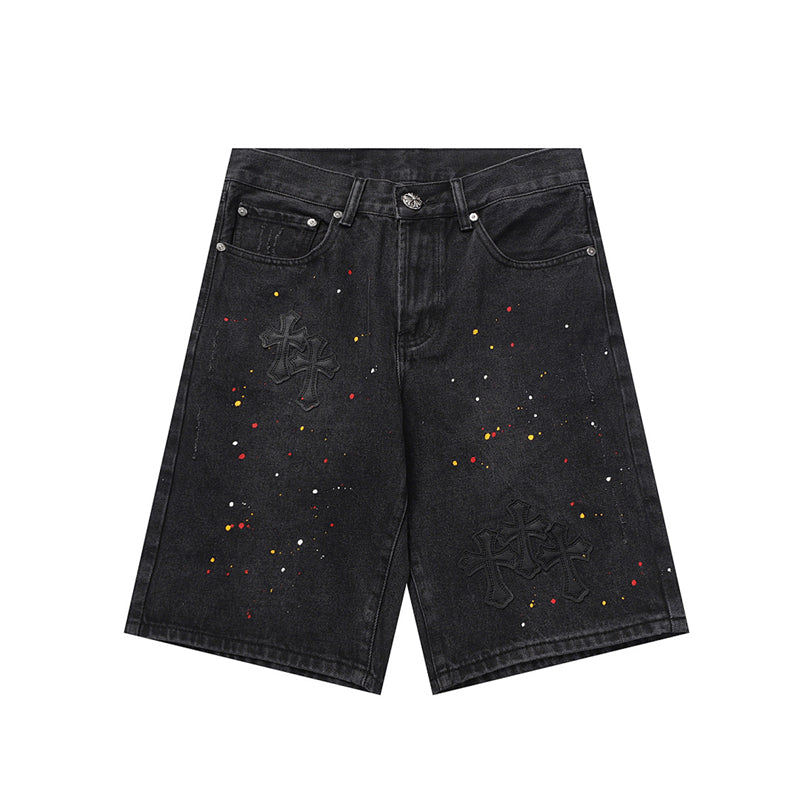 Chrome Hearts Distressed Denim Jeans | Stretch Tapered Fit