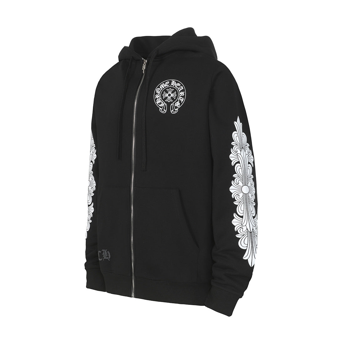 Chrome Hearts Graphic Zip-Up Hoodie