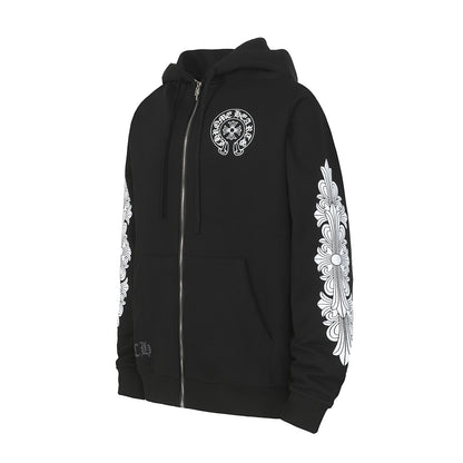 Chrome Hearts Graphic Zip-Up Hoodie