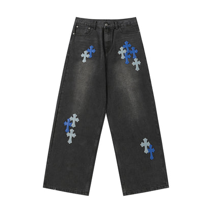 Chrome Hearts Distressed Denim Jeans | Stretch Tapered Fit