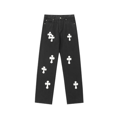 Chrome Hearts Distressed Denim Jeans | Stretch Tapered Fit