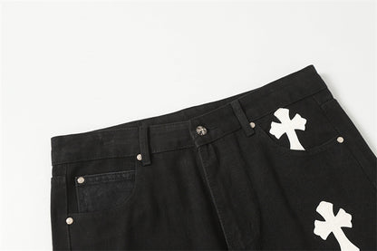 Chrome Hearts Distressed Denim Jeans | Stretch Tapered Fit