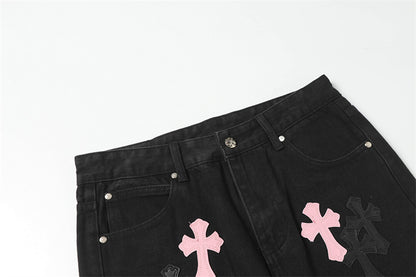 Chrome Hearts Distressed Denim Jeans | Stretch Tapered Fit
