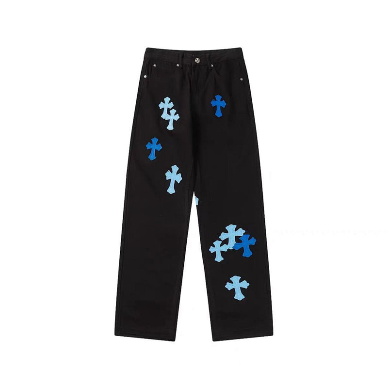 Chrome Hearts Distressed Denim Jeans | Stretch Tapered Fit