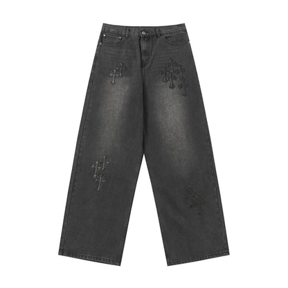 Chrome Hearts Distressed Denim Jeans | Stretch Tapered Fit