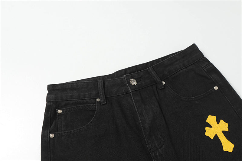 Chrome Hearts Distressed Denim Jeans | Stretch Tapered Fit