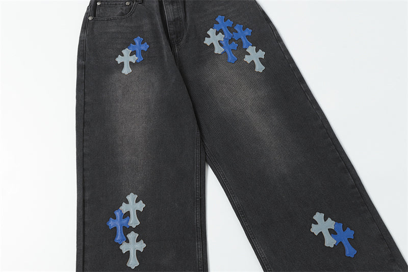 Chrome Hearts Distressed Denim Jeans | Stretch Tapered Fit