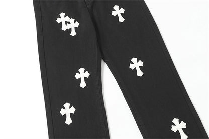 Chrome Hearts Distressed Denim Jeans | Stretch Tapered Fit
