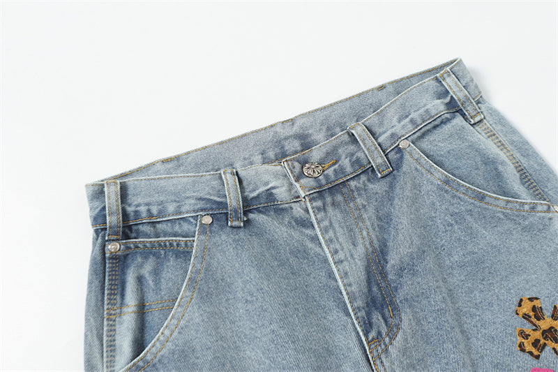 Chrome Hearts Distressed Denim Jeans | Stretch Tapered Fit