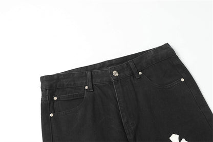 Chrome Hearts Distressed Denim Jeans | Stretch Tapered Fit