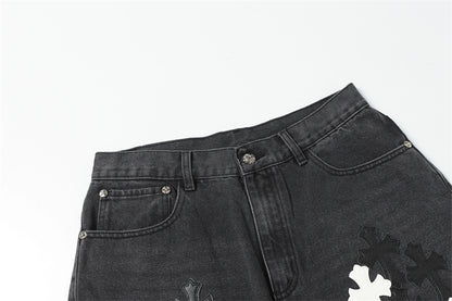 Chrome Hearts Distressed Denim Jeans | Stretch Tapered Fit