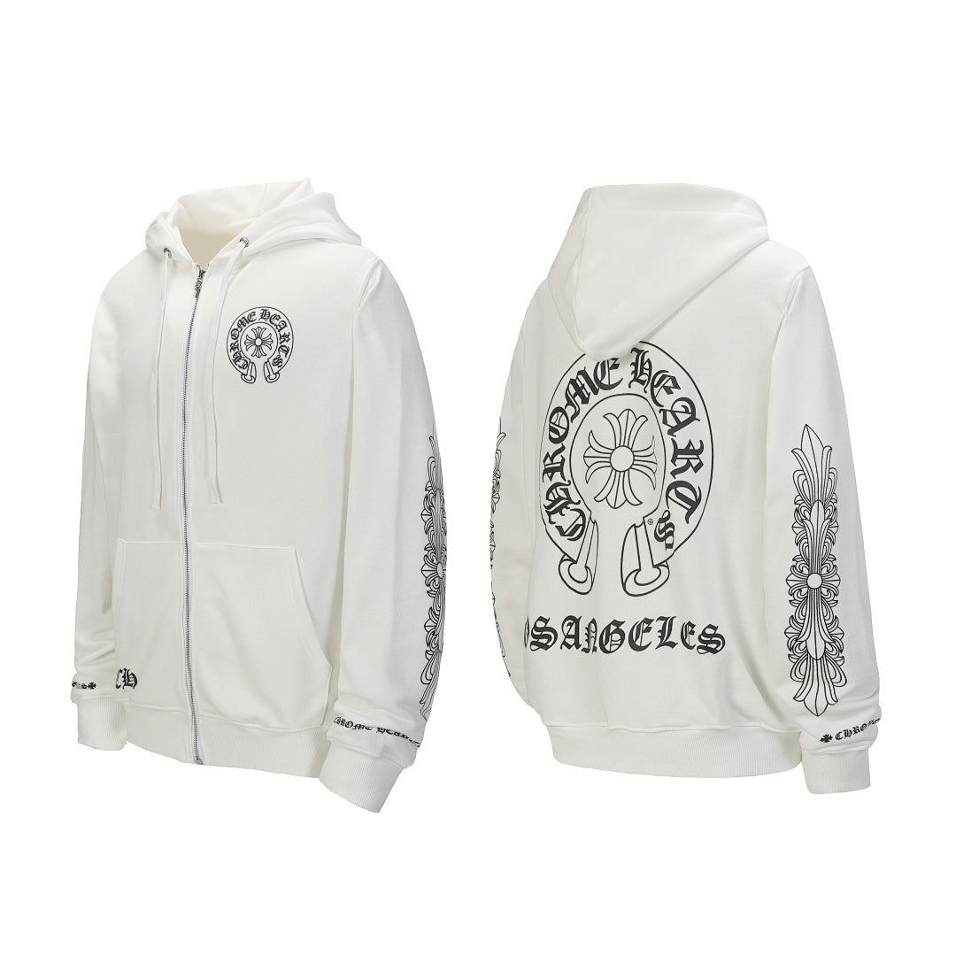 Chrome Hearts Graphic Zip-Up Hoodie
