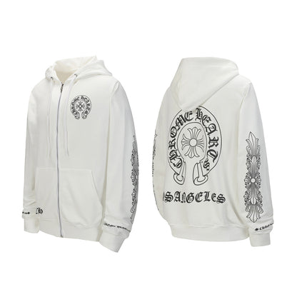 Chrome Hearts Graphic Zip-Up Hoodie
