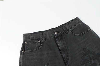 Chrome Hearts Distressed Denim Jeans | Stretch Tapered Fit