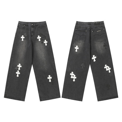 Chrome Hearts Distressed Denim Jeans | Stretch Tapered Fit