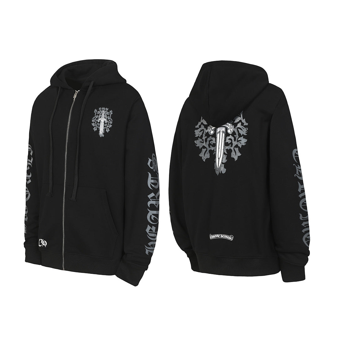Chrome Hearts Graphic Zip-Up Hoodie
