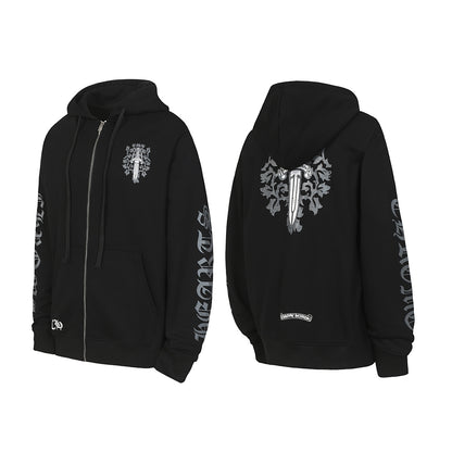 Chrome Hearts Graphic Zip-Up Hoodie
