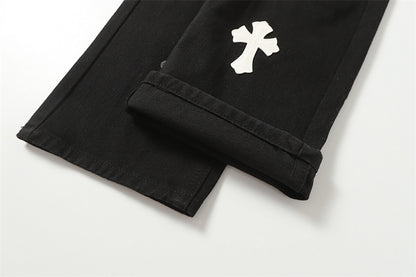 Chrome Hearts Distressed Denim Jeans | Stretch Tapered Fit