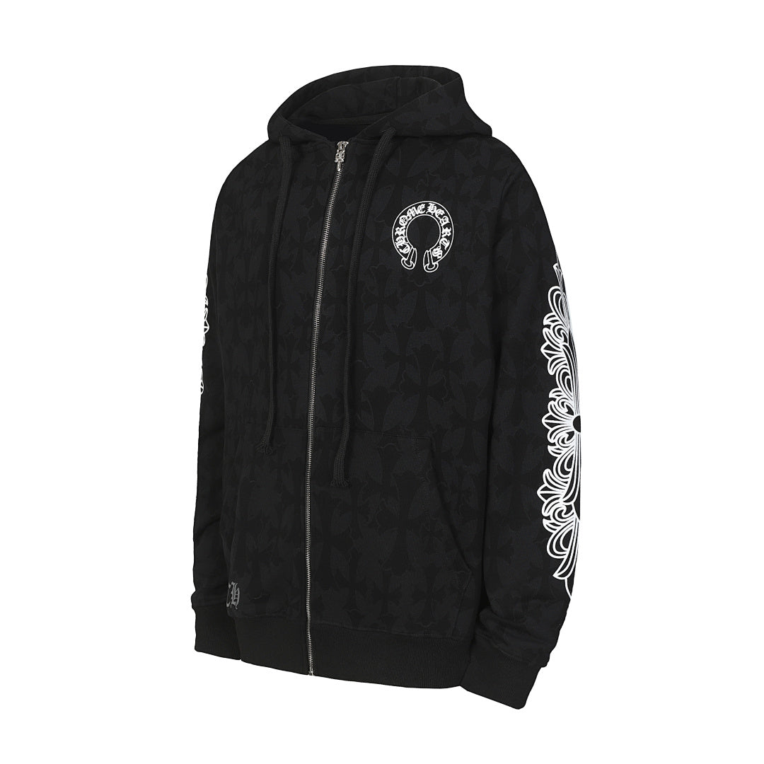 Chrome Hearts Graphic Zip-Up Hoodie