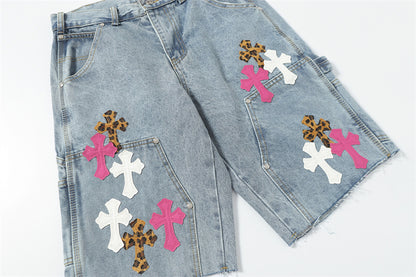 Chrome Hearts Distressed Denim Jeans | Stretch Tapered Fit